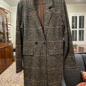 Philosophy Women's Plaid Long Coat in Black, Brown and Rust